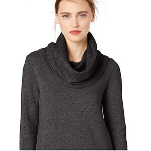 J.Crew Funnel Neck Charcoal Pullover Sweatshirt w/pockets EUC L